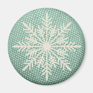 スノーフレーク素朴な刺繍ルック冬のヴィンテージ マグネット