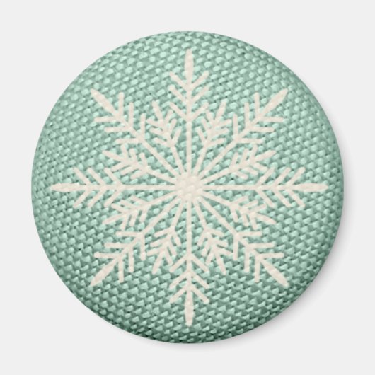 スノーフレーク素朴な刺繍ルック冬のヴィンテージ マグネット (正面)