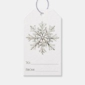 スノーフレーク素朴ウオーターカラーミニマルクリスマス ギフトタグ (正面)