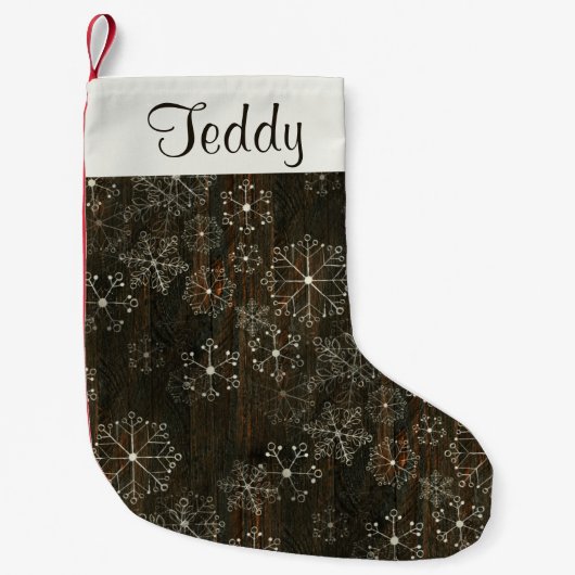 スノーフレーク素朴クリスマスストッキング スモールクリスマスストッキング (正面)