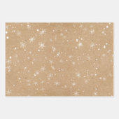 スノーフレーク素朴パターン – ホリデーヴィンテージクラフト ラッピングペーパーシート (正面)