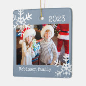 スノーフレーク素朴ファミリーダスティブルー セラミックオーナメント (左)