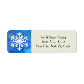 スノーフレーク素朴ブルーウォーター色ウィンターホリデー ラベル (正面)