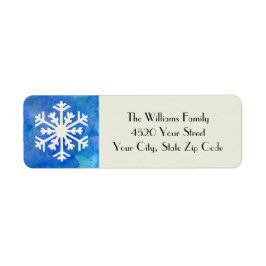 スノーフレーク素朴ブルーウォーター色ウィンターホリデー ラベル