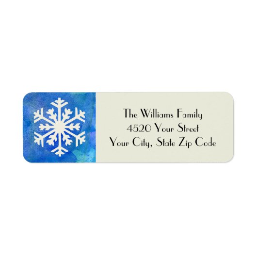 スノーフレーク素朴ブルーウォーター色ウィンターホリデー ラベル (正面)