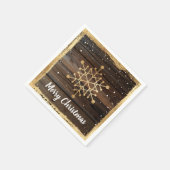 スノーフレーク素朴金ゴールドメリークリスマスパーティー紙 スタンダードカクテルナプキン (角)