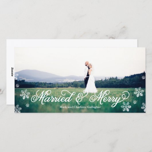 スノーフレーク結婚したとフルメリーブリードホリデー シーズンカード (正面/裏面)