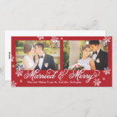 スノーフレーク結婚したとメリー2-Photoホリデーカード シーズンカード (正面/裏面)