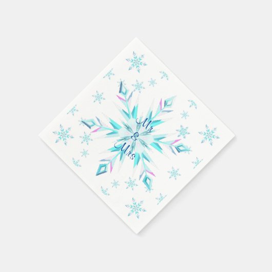 スノーフレーク結婚のナプキン スタンダードカクテルナプキン (角)