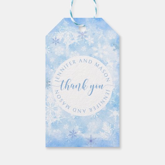 スノーフレーク結婚の新郎新婦モノグラム ギフトタグ (裏面)