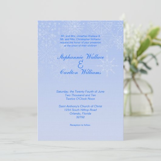 スノーフレーク結婚式招待状 招待状 (スタンド正面)