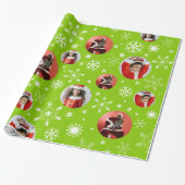 スノーフレーク緑のパターンクリスマスファミリーの写真 ラッピングペーパー (アンロールド)
