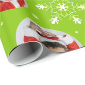 スノーフレーク緑のパターンクリスマスファミリーの写真 ラッピングペーパー (ロールコーナー)
