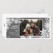 スノーフレーク縁ど付き写真 – グレーホワイト シーズンカード (正面/裏面)
