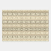 スノーフレーク茶色の北欧ニットフェイクセーターのパターン ラッピングペーパーシート (正面)