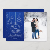スノーフレーク装飾フォトホリデーカード 招待状 (正面/裏面)