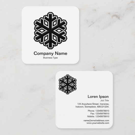 スノーフレーク記号 – 黒 スクエア名刺 (正面/裏面)