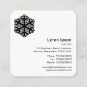 スノーフレーク記号 – 黒 スクエア名刺 (裏面)