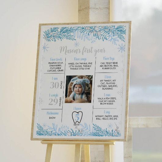 スノーフレーク誕生日マイルストーンフォトポスター ポスター