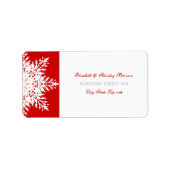 スノーフレーク赤い白い冬のウェディングラベル ラベル (正面)