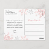 スノーフレーク赤ちゃんガールシャワーありがとうはがき ポストカード (裏面)