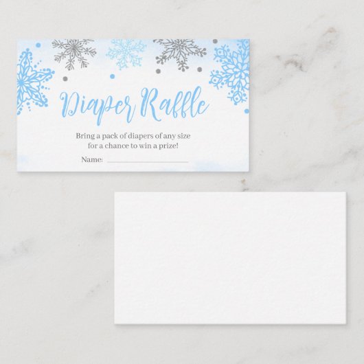 スノーフレーク赤ちゃんシャワーおむつラッフルサイン 名刺 (正面/裏面)