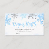 スノーフレーク赤ちゃんシャワーおむつラッフルサイン 名刺 (正面)