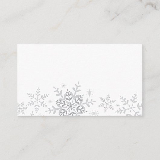 スノーフレーク赤ちゃんシャワーおむつラッフルチケット エンクロージャーカード (裏面)