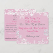 スノーフレーク赤ちゃんシャワーピンク 招待状 (正面/裏面)