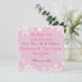 スノーフレーク赤ちゃんシャワーピンク 招待状 (スタンド正面)