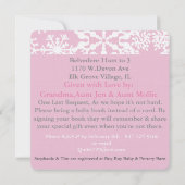 スノーフレーク赤ちゃんシャワーピンク 招待状 (裏面)