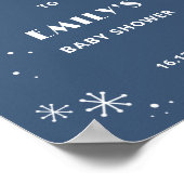 スノーフレーク赤ちゃんシャワーブルーウェルカムサイン ポスター (角)