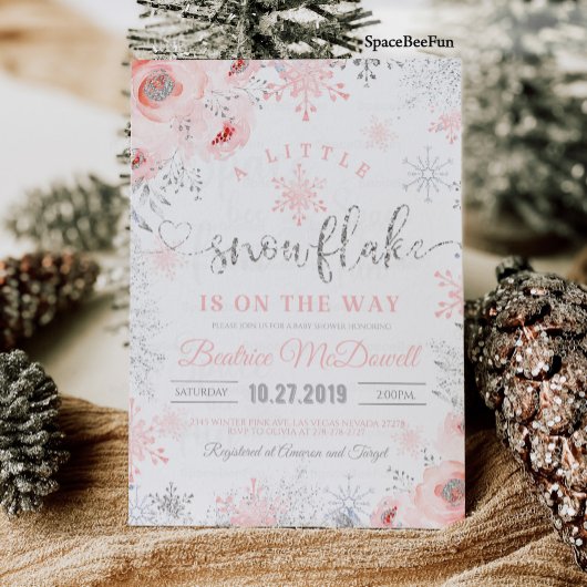 スノーフレーク赤ちゃんシャワー招待小さなスノーフレーク 招待状