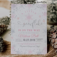 スノーフレーク赤ちゃんシャワー招待状少しオン