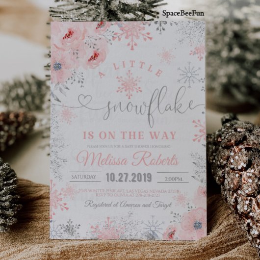 スノーフレーク赤ちゃんシャワー招待状少しオン 招待状