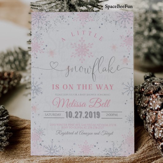 スノーフレーク赤ちゃんシャワー招待状少しオン 招待状