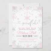 スノーフレーク赤ちゃんシャワー招待状少しオン 招待状 (正面)