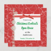 スノーフレーク赤と白クリスマスパーティの招待状 招待状 (正面/裏面)