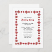 スノーフレーク赤と白クリスマスパーティーホリデー 招待状 (正面/裏面)