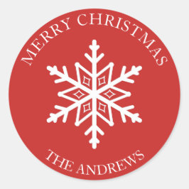スノーフレーク赤と白クリスマス封筒用シール ラウンドシール