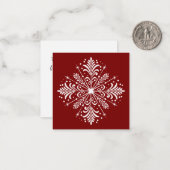 スノーフレーク赤と白ミニクリスマスカード ノートカード (正面/裏面インサイチュ)