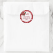 スノーフレーク赤と白・アドレス・ステッカー ラウンドシール (バッグ)