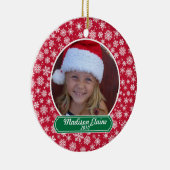 スノーフレーク赤と緑のクリスマス装飾 セラミックオーナメント (右)