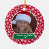 スノーフレーク赤と緑のクリスマス装飾 セラミックオーナメント (正面)