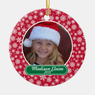 スノーフレーク赤と緑のクリスマス装飾 セラミックオーナメント