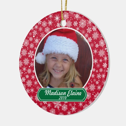 スノーフレーク赤と緑のクリスマス装飾 セラミックオーナメント (左)