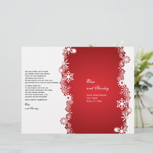 スノーフレーク赤結婚白の折り畳みプログラム (スタンド正面)