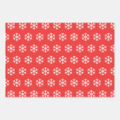 スノーフレーク赤、緑、青のクリスマス ラッピングペーパーシート (正面)