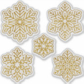 スノーフレーク金ゴールドグリッターアンティークホワイト シール (正面)