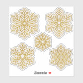 スノーフレーク金ゴールドグリッターアンティークホワイト シール (シート)
